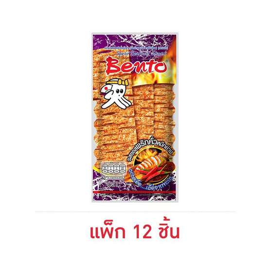 เบนโตะ ปลาหมึกอบรสซอสพริกคั่วหมึกย่าง 18 กรัม (แพ็ก 12 ชิ้น)