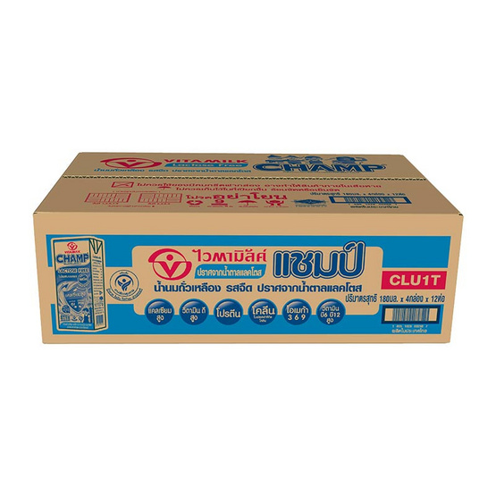 ไวตามิ้ลค์ แชมป์ นมถั่วเหลือง รสจืด 180 มล. (ยกลัง 48 กล่อง)