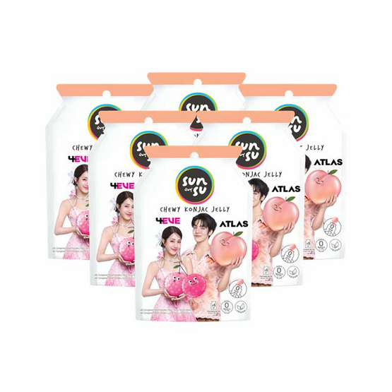 ซันซุ เยลลี่ผสมบุกกลิ่นพีช & ลิ้นจี่ 96 กรัม (แพ็ก 6 ชิ้น)