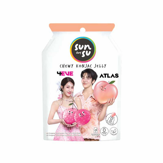 ซันซุ เยลลี่ผสมบุกกลิ่นพีช & ลิ้นจี่ 96 กรัม (แพ็ก 6 ชิ้น)