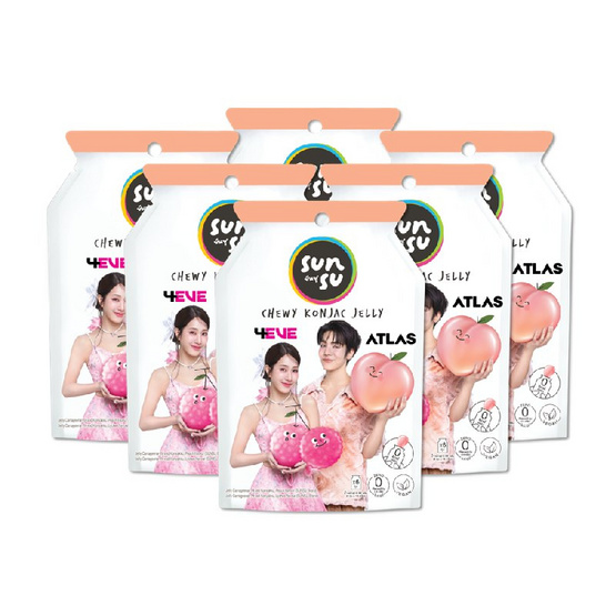 สั่งจอง  ซันซุ เยลลี่ผสมบุกกลิ่นพีช & ลิ้นจี่ 96 กรัม (แพ็ก 6 ชิ้น)