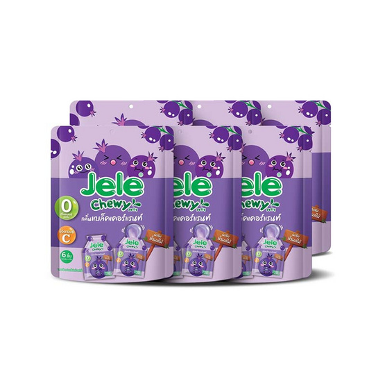 เจเล่ ชิววี่ เยลลี่ ผสมบุก กลิ่นแบล็คเคอร์แรนท์ 108 กรัม (แพ็ก 6 ถุง)