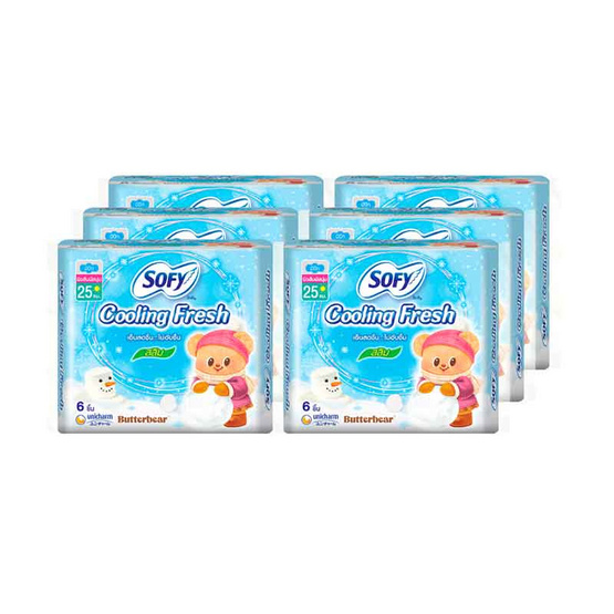 โซฟี ผ้าอนามัยคูลลิ่งเฟรช สลิม มีปีก 25ซม. ห่อละ 6 ชิ้น (แพ็ก 6 ห่อ)
