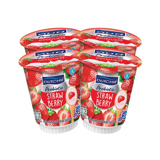 ดัชชี่ โยเกิร์ต โพรไบโอติก ผสมสตรอเบอร์รี 125 กรัม (แพ็ก 4 ชิ้น)