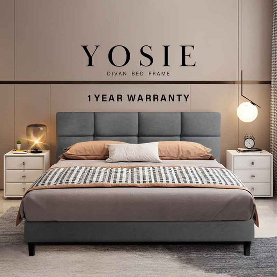 ESPACIO YOSIE DIVAN เตียง ฐานเตียง+หัวเตียง สีเทา