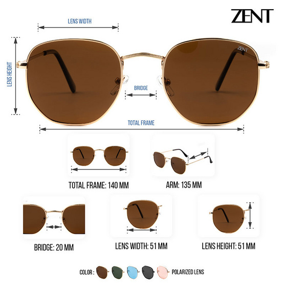 ZENT แว่นกันแดด รุ่น ZT8772 51mm