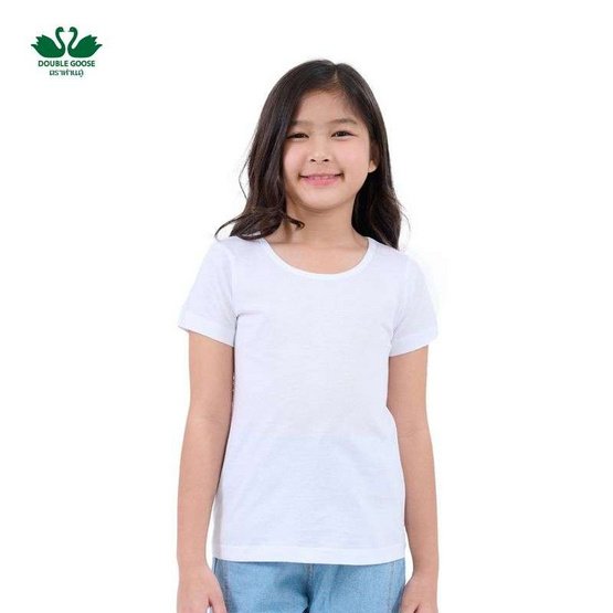 ห่านคู่ เสื้อยืดคอกลม เด็กหญิง สีขาว Junior Collection