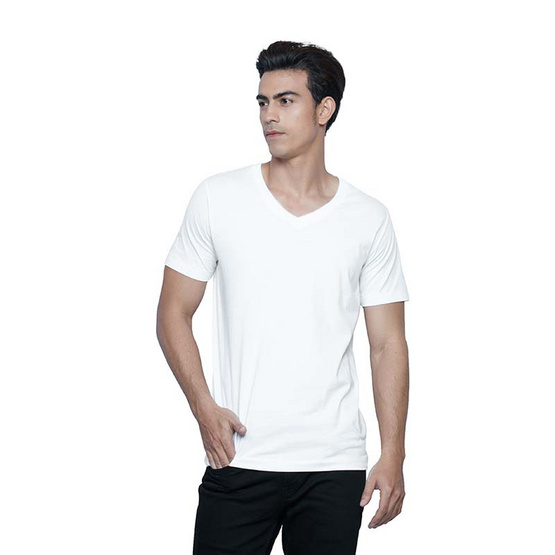 ห่านคู่ เสื้อยืดผู้ชาย คอวี สีขาว รุ่น Classic ห่านคู่ เสื้อยืดผู้ชาย คอวี สีขาว รุ่น Classic