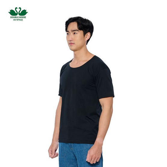 ห่านคู่ เสื้อยืดผู้ชาย คอกว้าง สีดำ รุ่น Classic