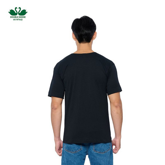 ห่านคู่ เสื้อยืดผู้ชาย คอกว้าง สีดำ รุ่น Classic