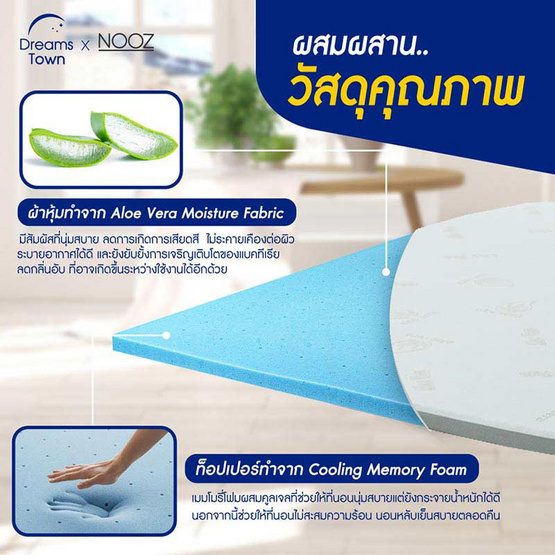 Nooz ท็อปเปอร์เมมโมรี่โฟม รุ่น Comfort Series Cool Max