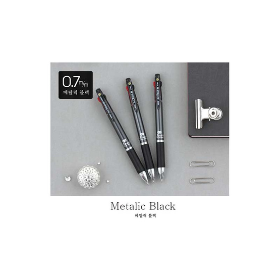 JAVA ปากกาลูกลื่น 3 ระบบ Jet3Ball-M 0.7mm. Metalic Black ด้ามสีดำ