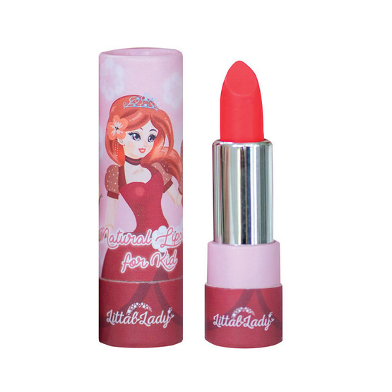 Littal Lady ลิปสติกออร์แกนิก สำหรับเด็ก สีแดง ฟรีต่างหูหนีบ (LR123)