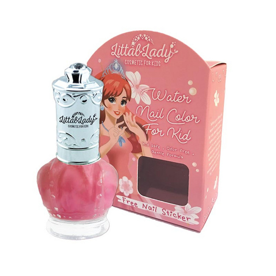 Littal Lady ยาทาเล็บเด็ก ลอกได้ ฟรีสติกเกอร์ติดเล็บ ปลอดสารพิษ สีชมพูหวาน