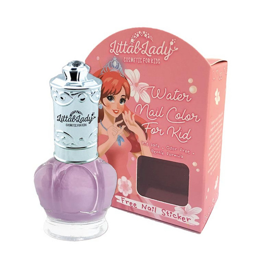 Littal Lady ยาทาเล็บเด็ก ลอกได้ ฟรีสติกเกอร์ติดเล็บ ปลอดสารพิษ สีม่วง