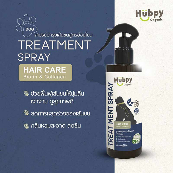 Hubpy Organic สเปรย์บำรุงขน สำหรับสุนัข Biotin & Collagen  250ml.