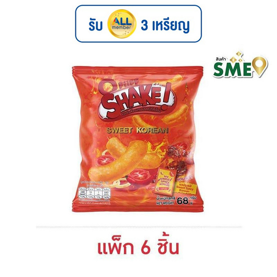 โอพัฟ เชค ขนมธัญพืชอบกรอบ รสสวีทโคเรียน 68 กรัม (แพ็ก 6 ชิ้น)