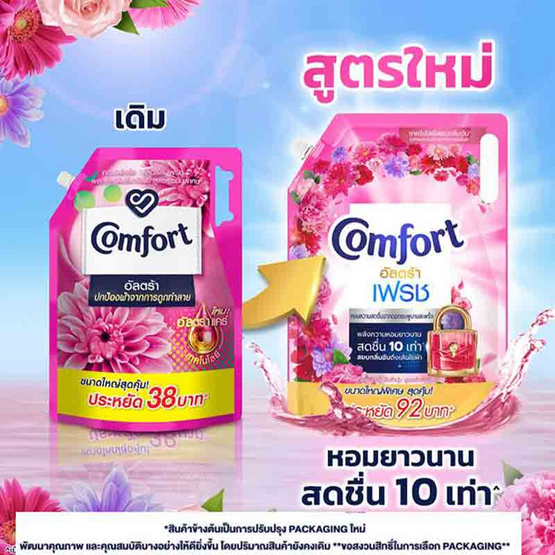 คอมฟอร์ท น้ำยาปรับผ้านุ่ม สูตรเข้มข้นพิเศษ อัลตร้า ฟลอรัล เฟรช สีชมพู 2100 มล.