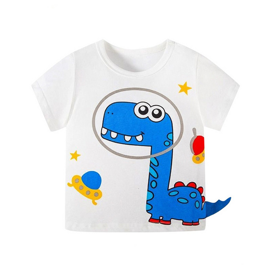 DELON KID  ชุดเด็ก เสื้อยืดเด็ก แขนสั้น เนื้อผ้าคอตตอน 100% AA4039 สีขาวลายน้ำเงิน