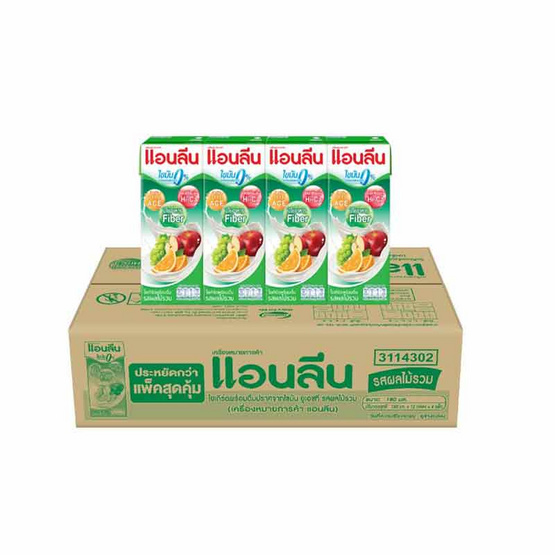 แอนลีน นมเปรี้ยว รสผลไม้รวม 180 มล. (ยกลัง 48 กล่อง)