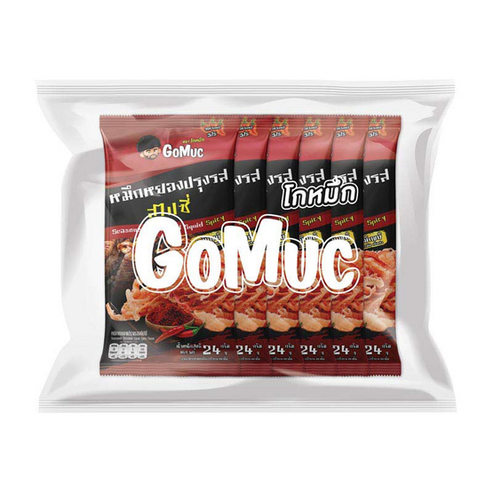 โกหมึก หมึกหยองปรุงรสสไปซี่ 24 กรัม (แพ็ก 6 ชิ้น)