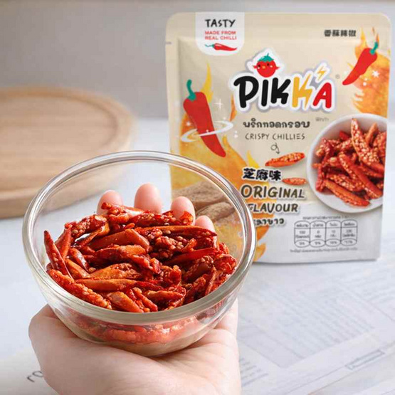 พิกก้า พริกทอดกรอบ รสออริจินัลงาขาว 25 กรัม (แพ็ก 4 ชิ้น)