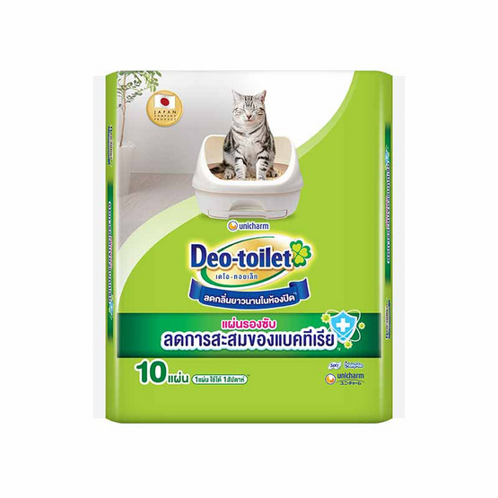 Unicharm Pet แผ่นรองซับแมวลดกลิ่น Deo-toilet แบบรีฟิล 10 แผ่น