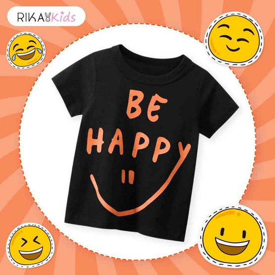 RIKA KID ชุดเด็ก เสื้อยืดเด็ก แขนสั้น เนื้อผ้าคอตตอน 100% AA4042 สีดำ