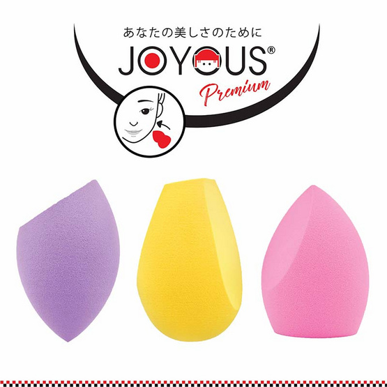 JOYOUS Set 13 (พัฟแต่งหน้าทรงกลม 1 ชิ้น + ฟองน้ำเกลี่ยรองพื้น พรีเมี่ยม 1 ชิ้น) (คละสี)