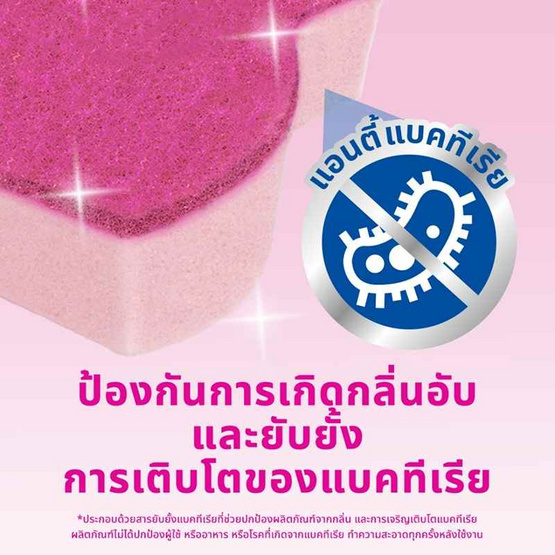 สก๊อตช์ไบรต์แผ่นใยขัดพร้อมฟองน้ำแอนตี้แบคทีเรีย สีชมพูบานเย็น แพ็ก2+1 สก๊อตช์ไบรต์แผ่นใยขัดพร้อมฟองน้ำแอนตี้แบคทีเรีย สีชมพูบานเย็น แพ็ก2+1