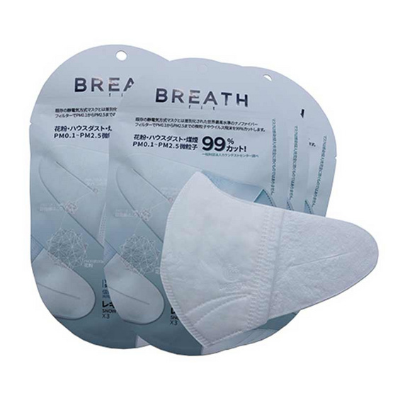 MICROTEX หน้ากาก 3D รุ่น BREATH Fit สีขาว (3 ชิ้น/ซอง)