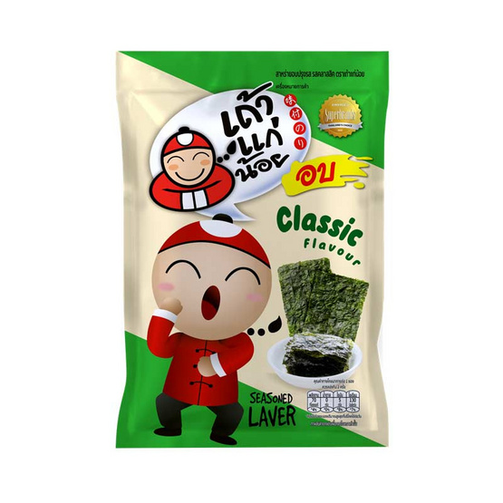 เถ้าแก่น้อย สาหร่ายอบปรุงรส รสคลาสสิค คละแบบ 12 กรัม (แพ็ก 6 ชิ้น)