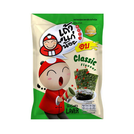 เถ้าแก่น้อย สาหร่ายอบปรุงรส รสคลาสสิค คละแบบ 12 กรัม (แพ็ก 6 ชิ้น)