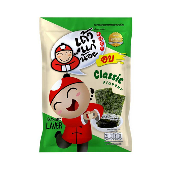 เถ้าแก่น้อย สาหร่ายอบปรุงรส รสคลาสสิค คละแบบ 12 กรัม (แพ็ก 6 ชิ้น)
