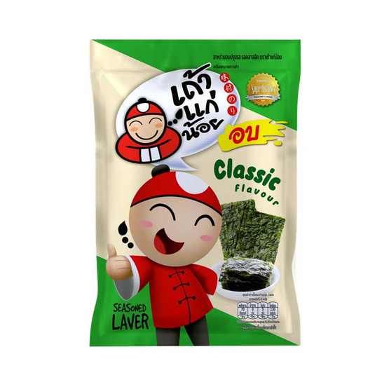 เถ้าแก่น้อย สาหร่ายอบปรุงรส รสคลาสสิค คละแบบ 12 กรัม (แพ็ก 6 ชิ้น)
