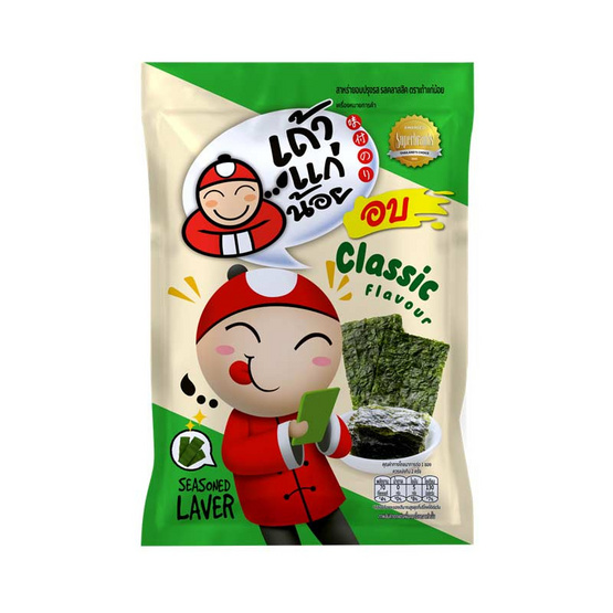 เถ้าแก่น้อย สาหร่ายอบปรุงรส รสคลาสสิค คละแบบ 12 กรัม (แพ็ก 6 ชิ้น)