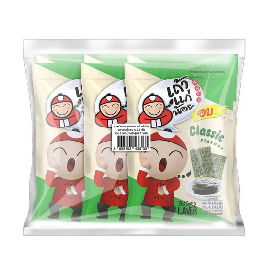 เถ้าแก่น้อย สาหร่ายอบปรุงรส รสคลาสสิค คละแบบ 12 กรัม (แพ็ก 6 ชิ้น)