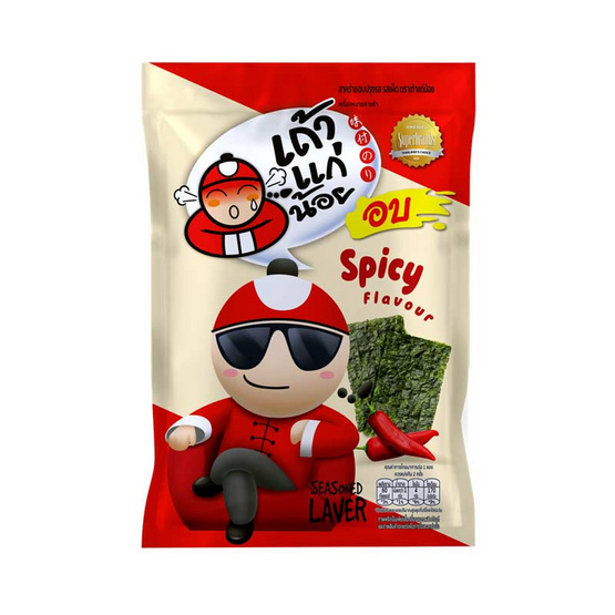 เถ้าแก่น้อย สาหร่ายอบปรุงรส รสเผ็ด คละแบบ 12 กรัม (แพ็ก 6 ชิ้น)