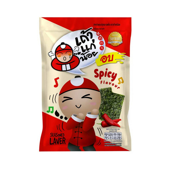 เถ้าแก่น้อย สาหร่ายอบปรุงรส รสเผ็ด คละแบบ 12 กรัม (แพ็ก 6 ชิ้น)