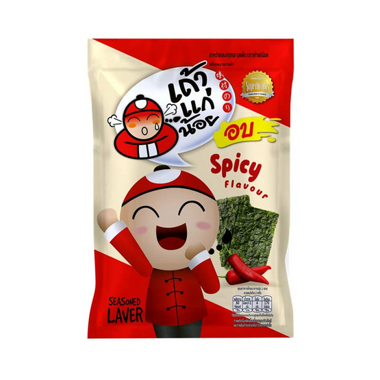 เถ้าแก่น้อย สาหร่ายอบปรุงรส รสเผ็ด คละแบบ 12 กรัม (แพ็ก 6 ชิ้น)