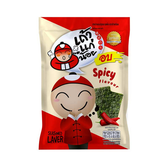 เถ้าแก่น้อย สาหร่ายอบปรุงรส รสเผ็ด คละแบบ 12 กรัม (แพ็ก 6 ชิ้น)