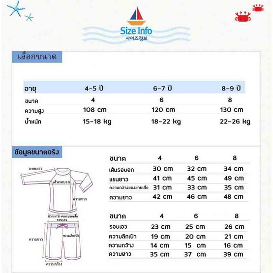 Kidsumplay ชุดว่ายน้ำกัน UV Size XS สำหรับเด็ก 1-1.5 ปี สี Ivory