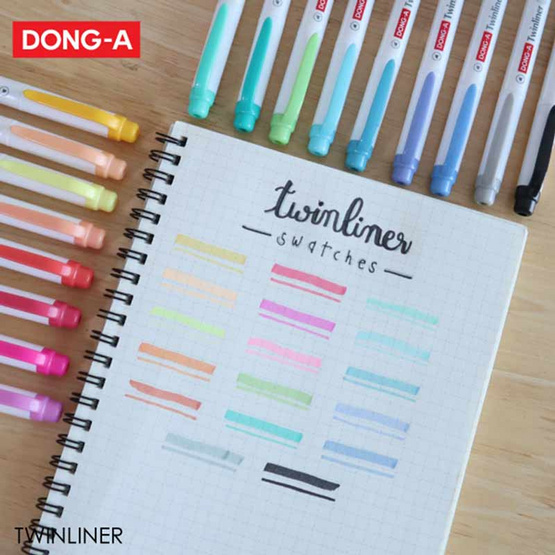 DONG-A ปากกาไฮไลท์ 2 หัว 20 สี Twinliner SOFT TWINLINER-AS-20