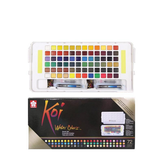 SAKURA สีน้ำชนิดตลับ+พู่กัน KOI Water Colors 72สี XNCW-72N