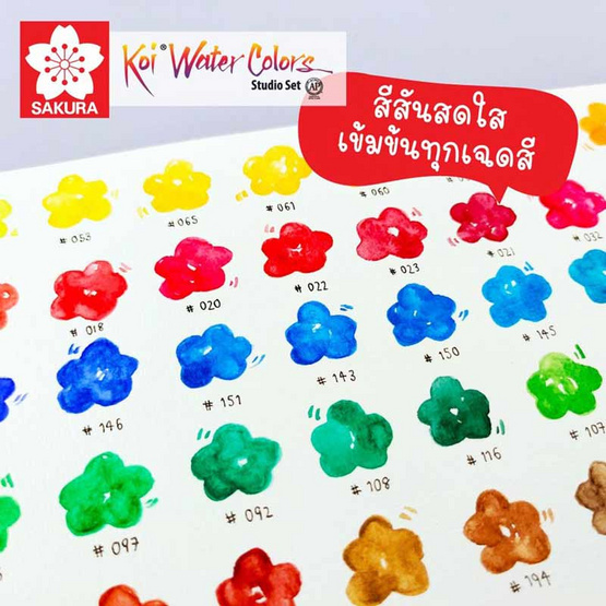 SAKURA สีน้ำชนิดตลับ+พู่กัน KOI Water Colors 72สี XNCW-72N