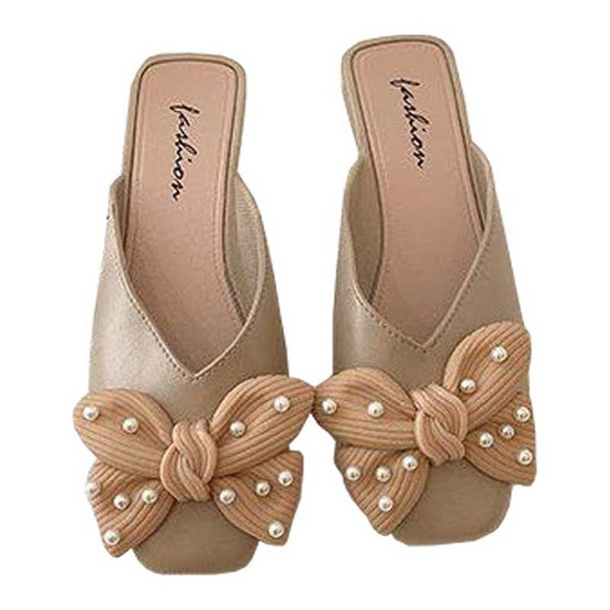 SOSOFT Sandals รองเท้าผู้หญิงแฟชั่นสไตส์เกาหลี Pearl Ribbon A001