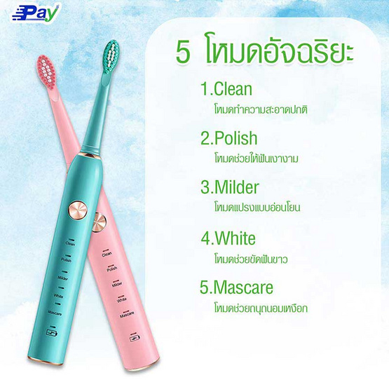 Meilaixiao แปรงสีฟันไฟฟ้าแบบชาร์จ Electric Chargeable Toothbrush รุ่น XM-801