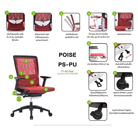 DF Prochair เก้าอี้เพื่อสุขภาพ รุ่น PS-PU