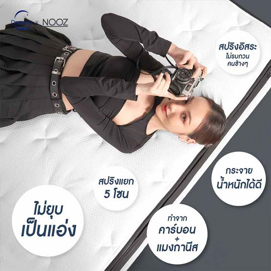 Nooz ที่นอนยางพาราแท้ เสริมพ็อกเก็ตสปริง เพิ่ม Pillow top รุ่น Helix หนา 10 นิ้ว