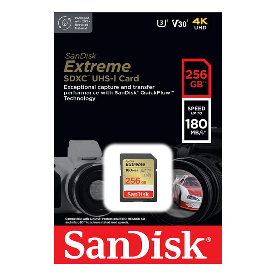 SanDisk SD การ์ด รุ่น Extreme SDXC SDXVV 256GB